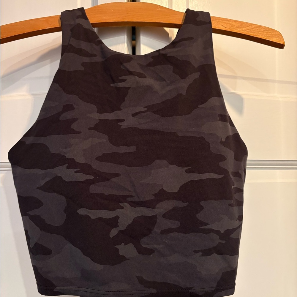 Athleta Black and Gray Camo High Neck Sports Bra